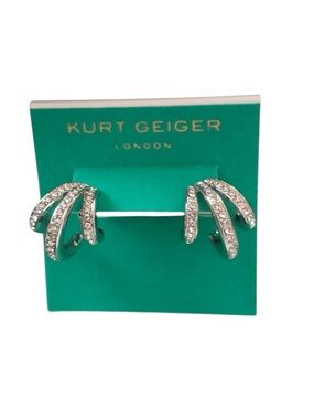Kurt Geiger Silver Crystal Triple Huggie Hoop Earrings
